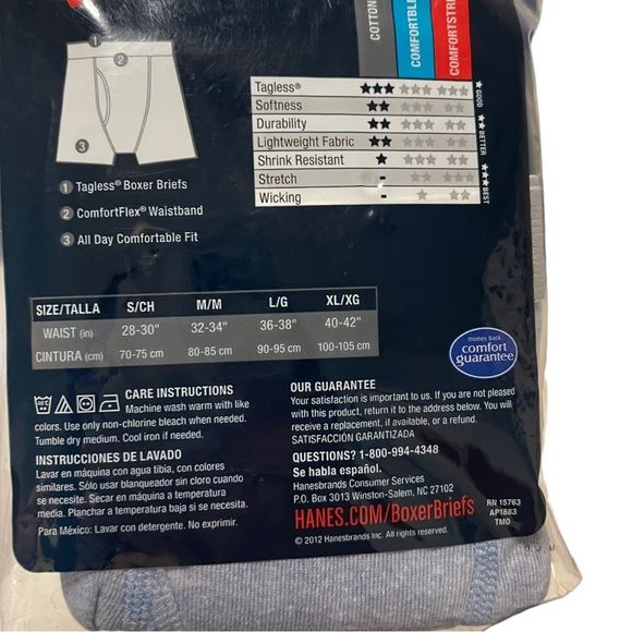 Hanes Tagless ComfortBlend 4 Pack Boxer Briefs Size M - Picture 5 of 6